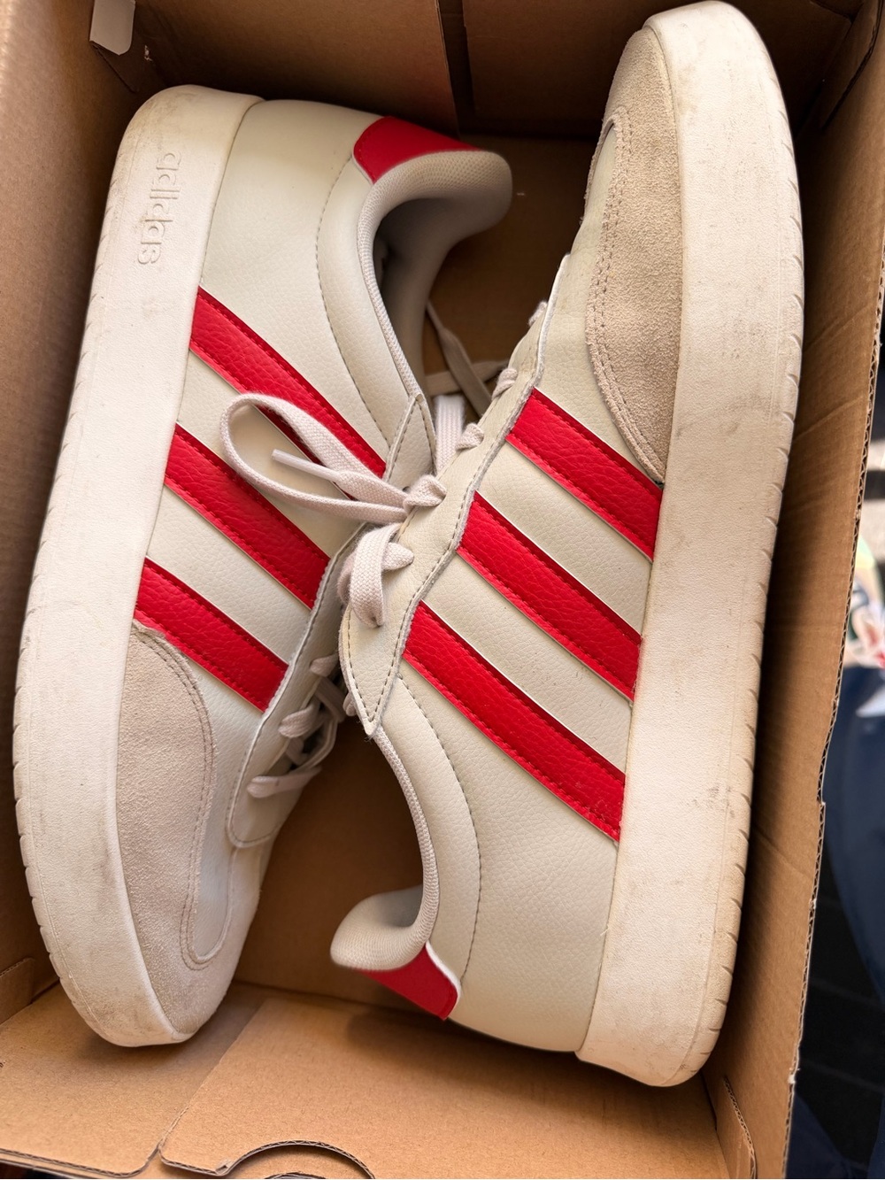 adidas White and Red Low-Top Sneakers